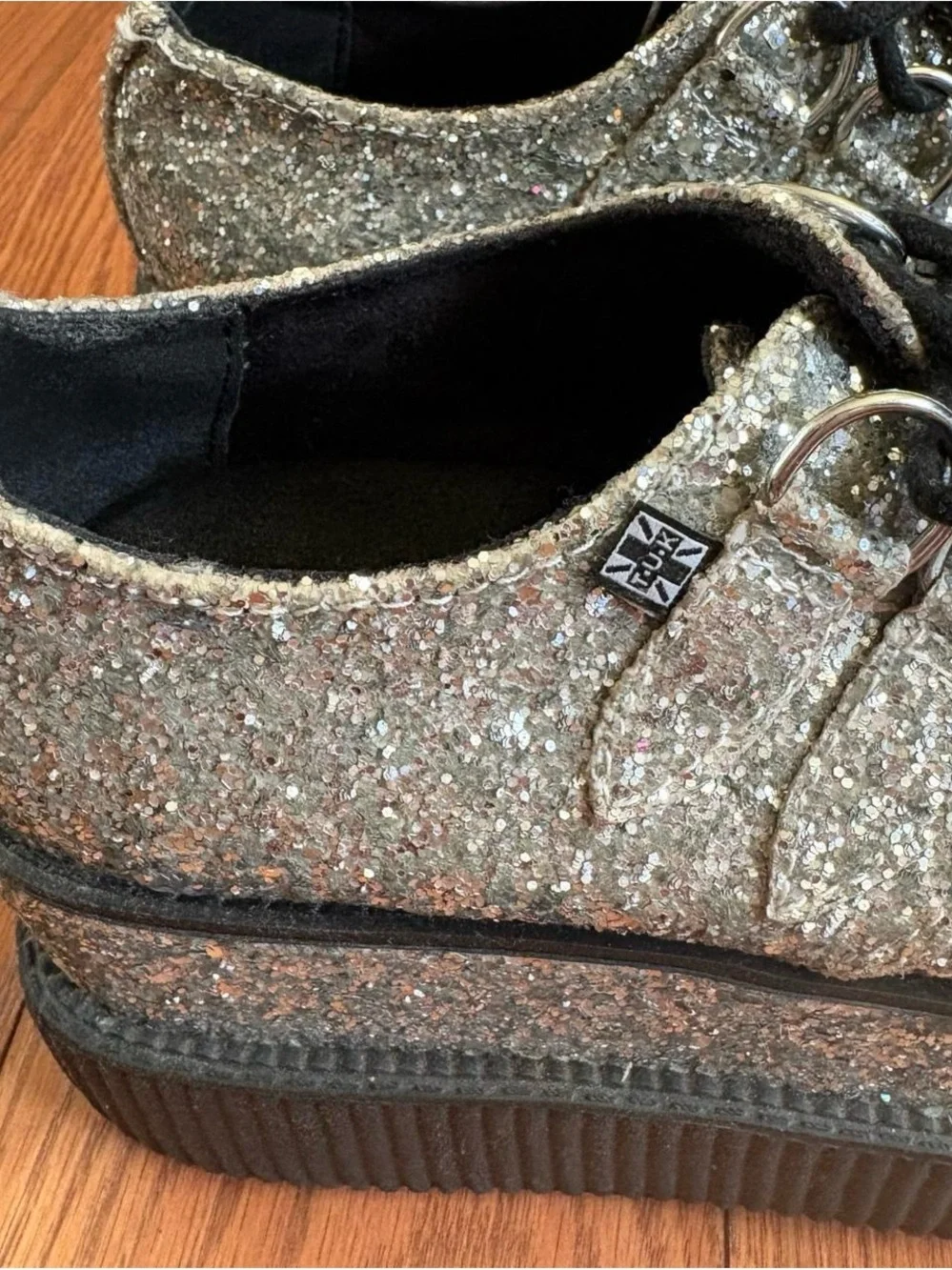 Silver Glitter T.U.K Platform Creepers